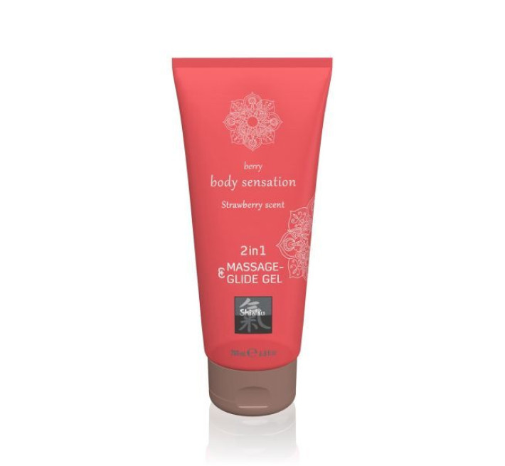 Лубрикант и массажное масло Hot 2 в 1 Massage-& Glide gel 2in1 Strawberry scent, 200 мл