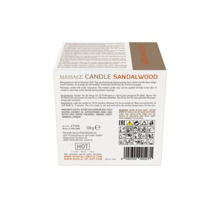 Свічка для масажу Hot SHIATSU Сандалове Дерево 130 мл