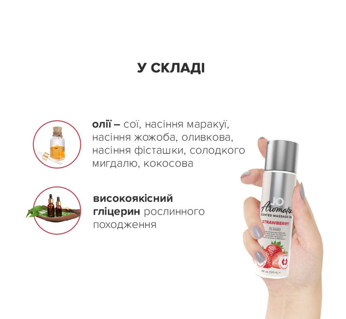 Натуральна масажна олія JO Aromatix Massage Oil Strawberry 120 мл
