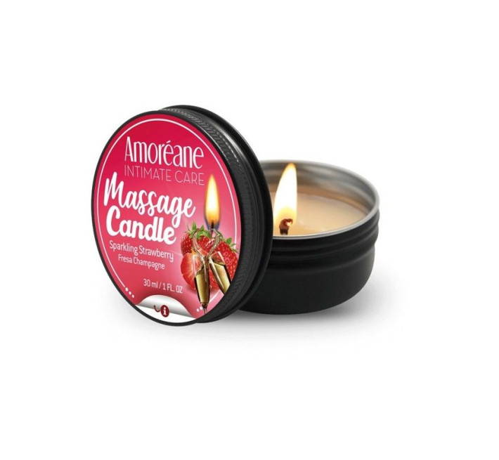 Масажна свічка Полуниця в шампанському Amoreane Sparkling Strawberry 30 мл