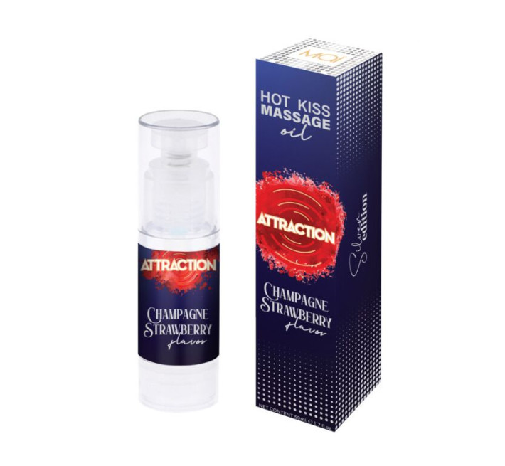 Съедобное массажное масло MAI Attraction Champagne Strawberry Hot Kiss (50 мл)