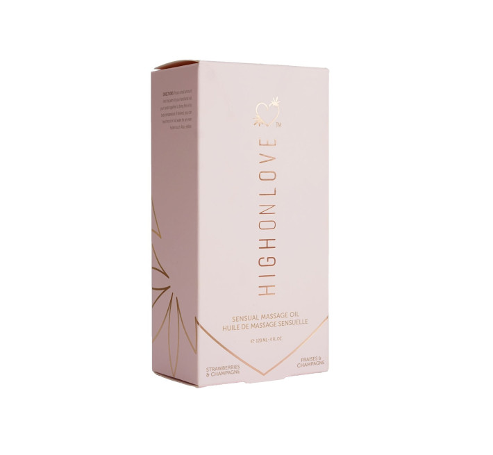 Масажна олія HighOnLove Massage Oil Strawberry & Champagne з олією насіння конопель 120 мл