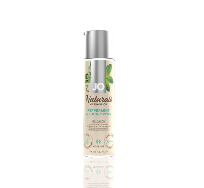 Массажное масло JO Naturals Massage Oil Peppermint & Eucalyptus с эфирными маслами (120 мл)