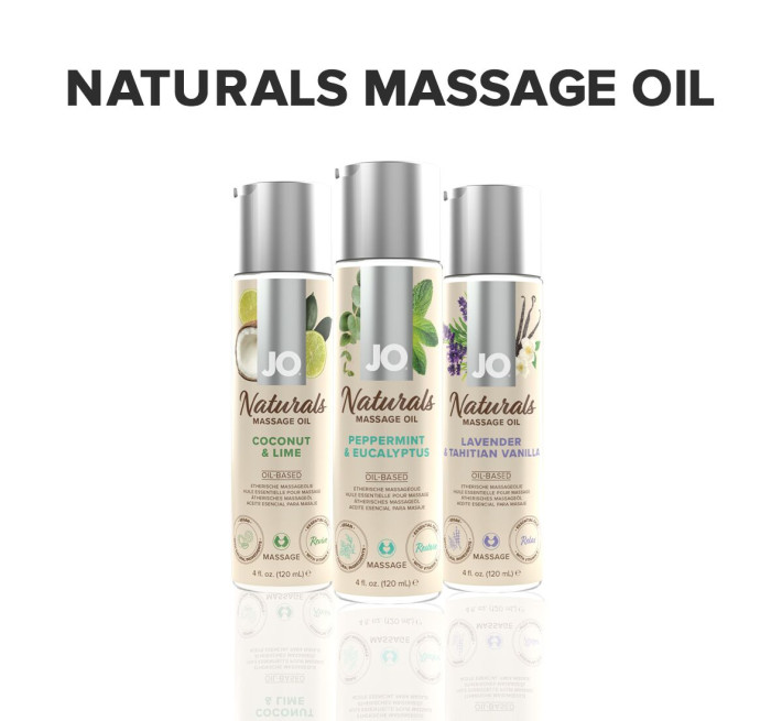 Массажное масло JO Naturals Massage Oil Peppermint & Eucalyptus с эфирными маслами (120 мл)
