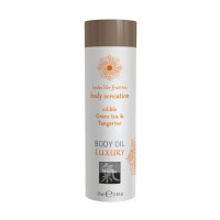 Съедобное масло для тела Hot SHIATSU Зеленый Чай и Мандарин 75мл