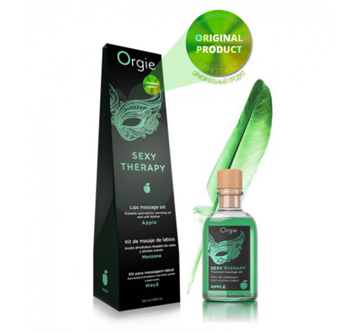 Набор Orgie съедобное массажное масло и перо ЯБЛОКО 150 мл