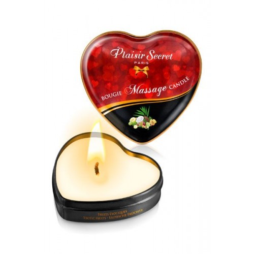 Масажна свічка серця Plaisirs Secrets з ароматом Екзотичних Фруктів 35 мл