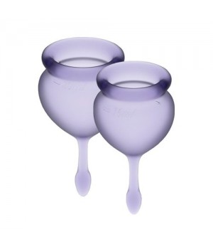 Набір менструальних чаш Satisfyer Feel Good Фіолетові 15мл та 20мл мішечок для зберігання