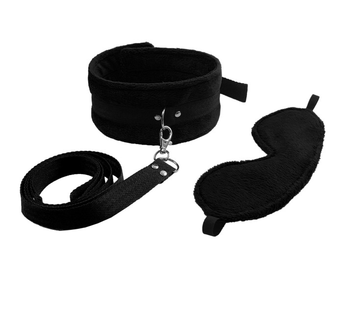 Набор ошейник с поводком и маска Art of Sex Soft Touch Light Черный