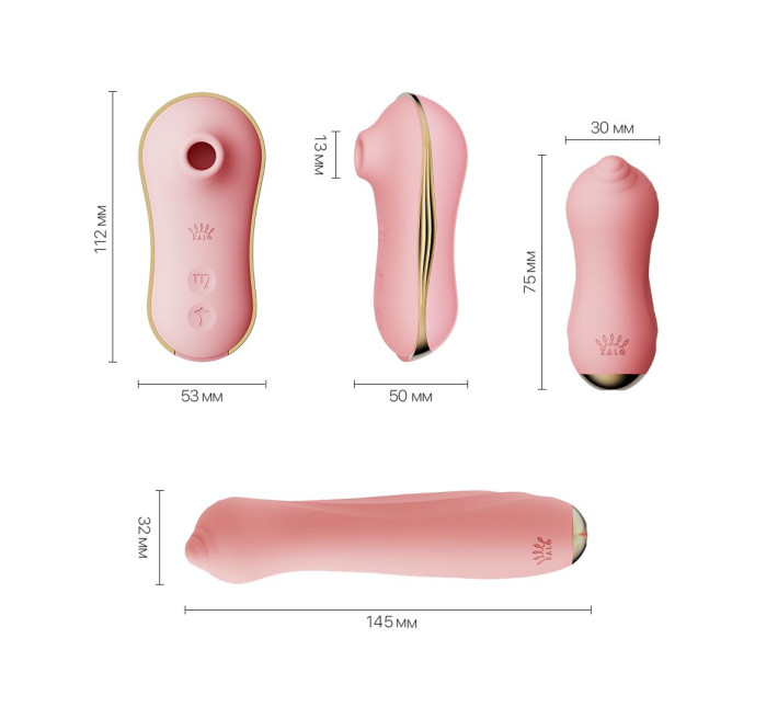 Набор 3в1 Zalo — UNICORN Set Pink, виброяйцо, пульсатор, вакуумный стимулятор