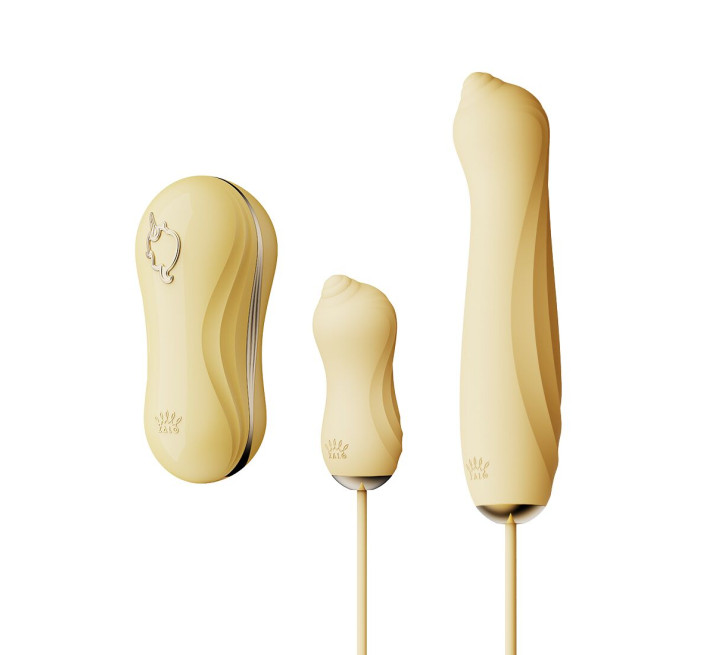 Набір 3в1 Zalo — UNICORN Set Yellow, віброяйце, пульсатор, вакуумний стимулятор