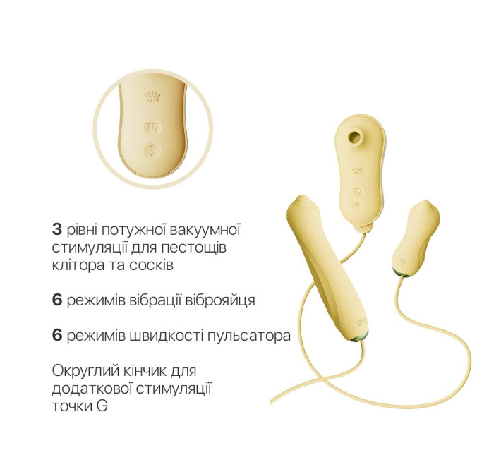 Набір 3в1 Zalo — UNICORN Set Yellow, віброяйце, пульсатор, вакуумний стимулятор