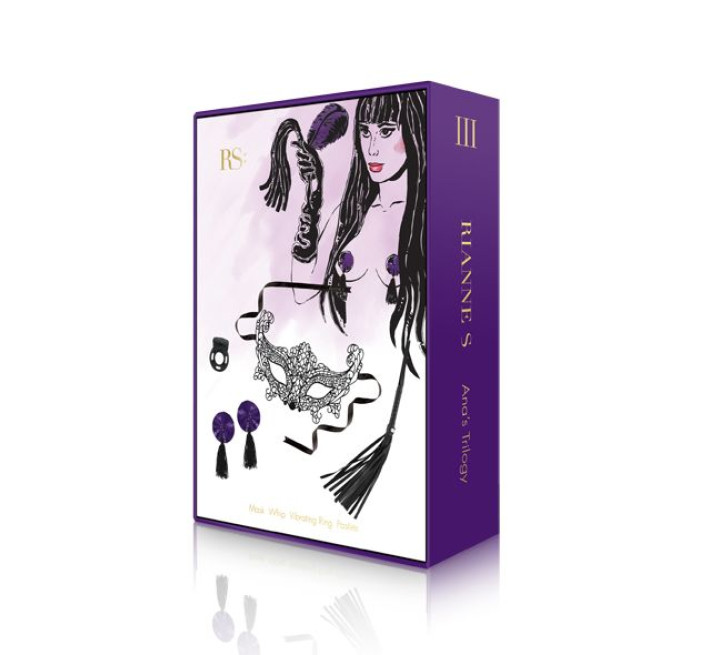 Подарунковий набір RIANNE S Ana's Trilogy Set III: ерекційне кільце, ажурна маска, пестис, батіг