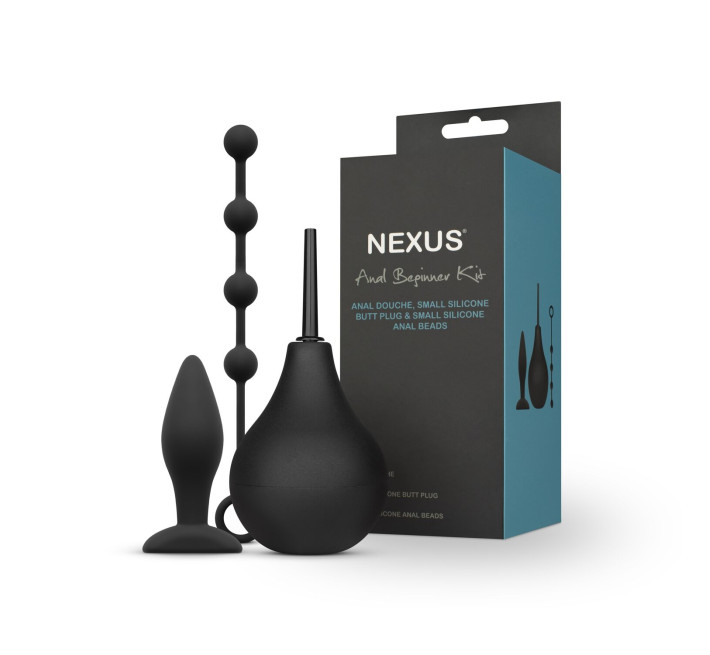 Набір новачка для анальної стимуляції Nexus ANAL BEGINNER KIT, спринцівка, анальне намисто і пробка