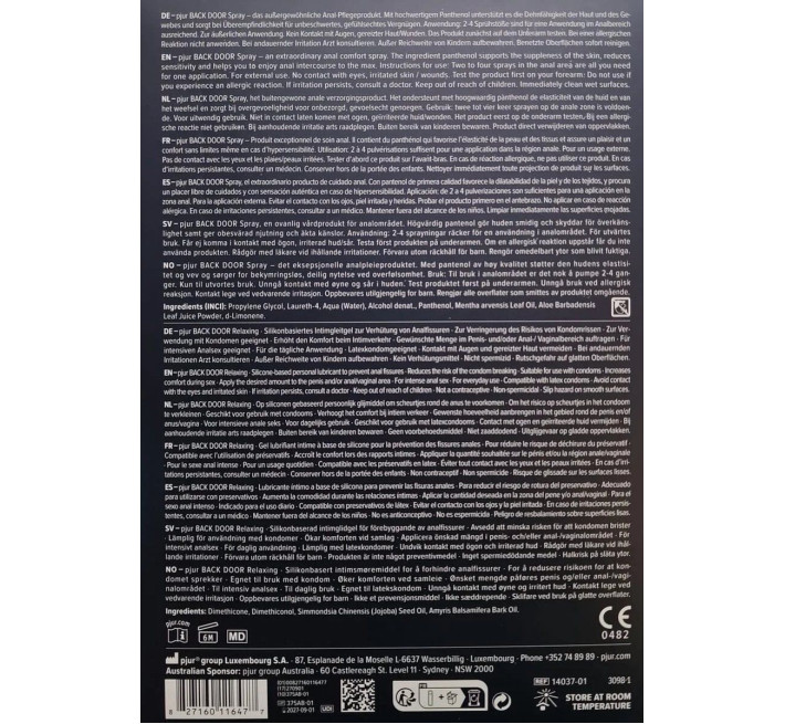 Подарунковий набор pjur BACK DOOR Value Pack: силіконова змазка 100 мл та розслаблювальний спрей 20
