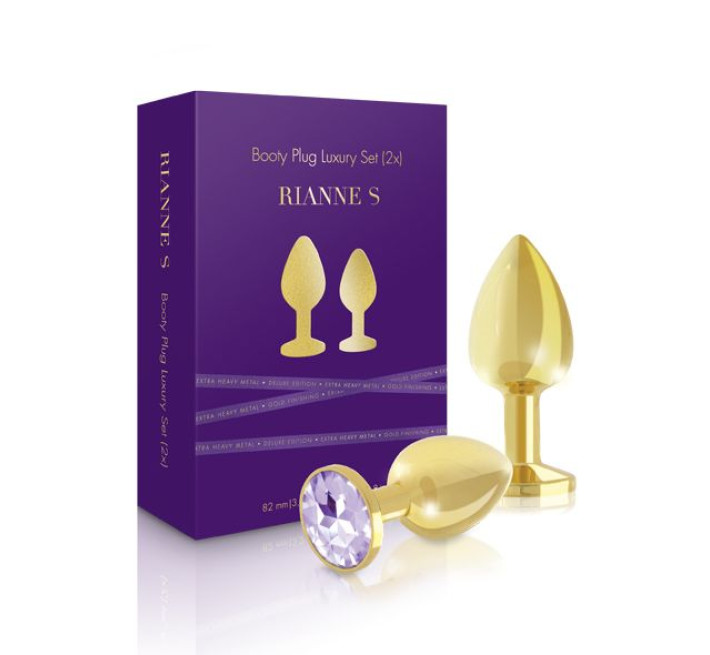 Набір металевих анальних пробок із кристалом RIANNE S - Booty Plug Luxury Set, діаметр 3 та 3,5см