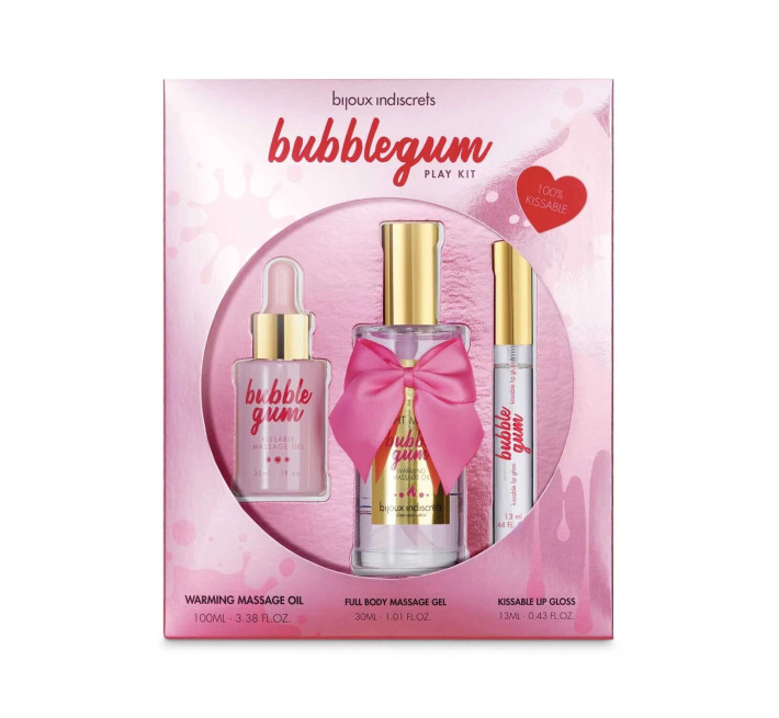 Подарочный набор косметики Bijoux Indiscrets Bubblegum Play Kit, массажное масло, гель, блеск