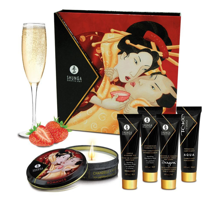 Подарунковий набір Shunga GEISHAS SECRETS Sparkling Strawberry Wine: для шикарної ночі вдвох
