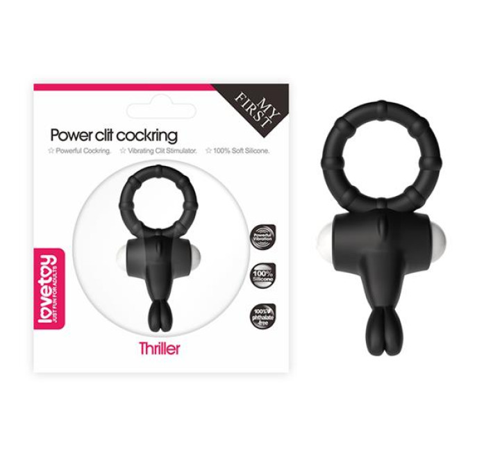 Ерекційне кільце LoveToy Power Clit Cockring Thriller Black