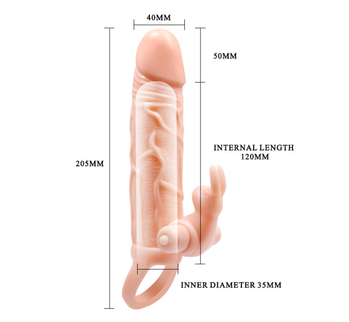 Насадка на член Pretty Love Brave Man Vibro Extension Vibrating Penis Sleeve Flesh