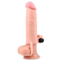 Удлиняющая насадка на пенис LoveToy Pleasure Extender Sleeve Vibro Телесная 054