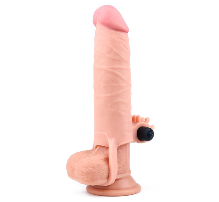 Подовжуюча насадка на пеніс LoveToy Pleasure Extender Sleeve Vibro Тілесна LVTOY054
