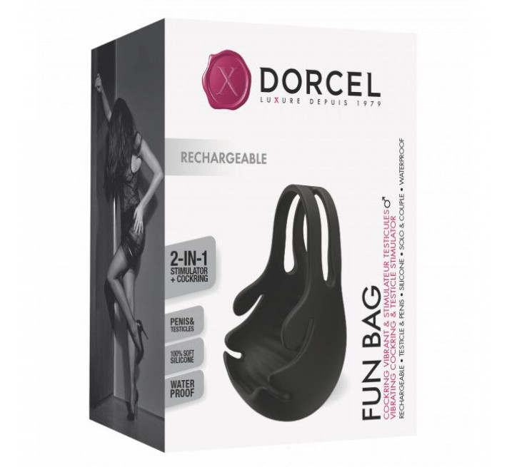 Ерекційне кільце з вібрацією та стимуляцією мошонки Marc Dorcel FUN BAG