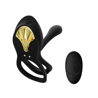 Смарт-эрекционное кольцо Zalo - BAYEK Obsidian Black, двойное с вводной частью, пульт ДУ