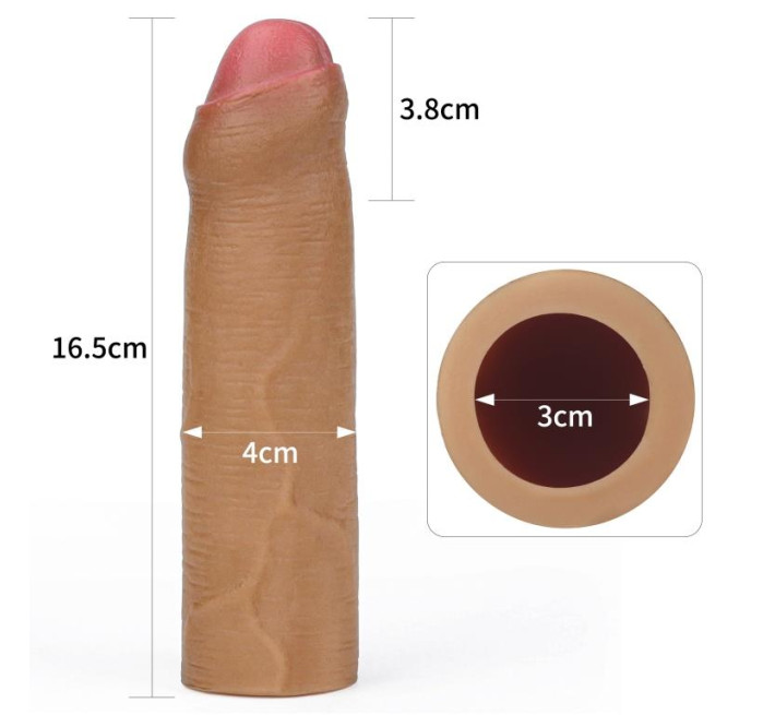 Насадка на член LoveToy Revolutionary Silicone Nature Extender Add 1 Brown 140