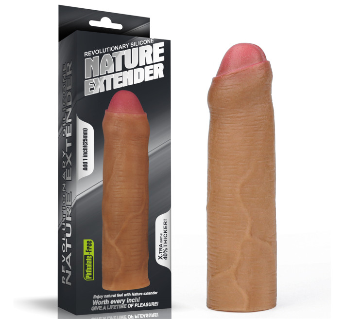 Насадка на член LoveToy Revolutionary Silicone Nature Extender Add 1 Brown 140