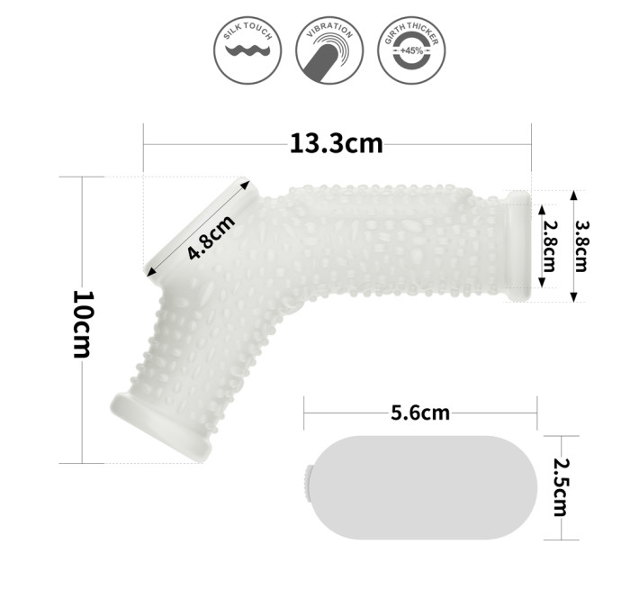 Насадка на член LoveToy Vibrating Drip Knights Ring With Scrotum Sleeve White