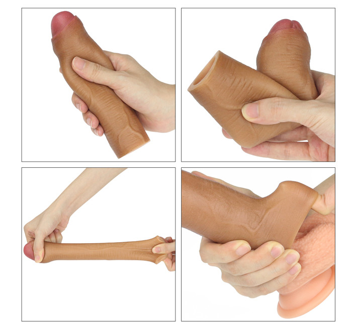 Насадка на член LoveToy Revolutionary Silicone Nature Extender Add 1 Brown 140