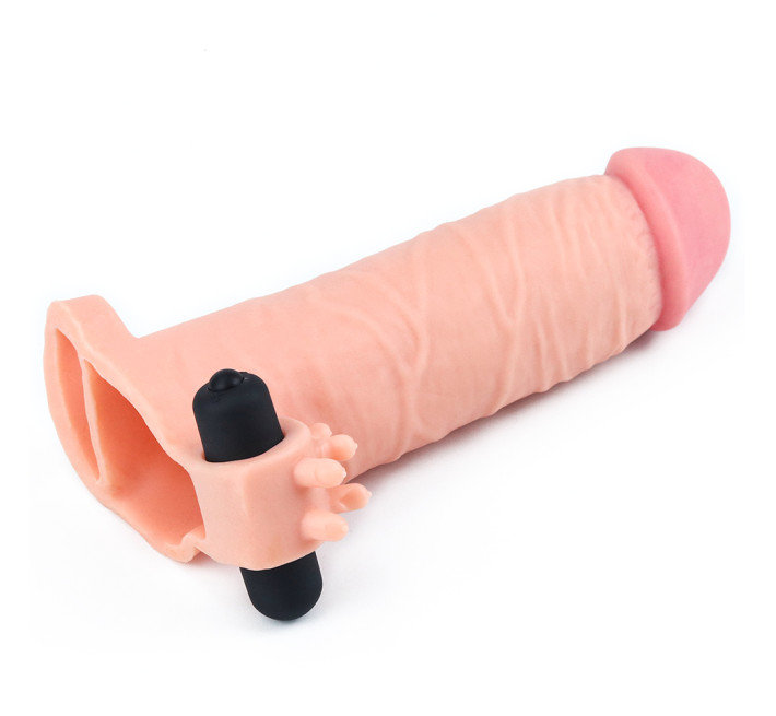 Подовжуюча насадка на пеніс LoveToy Pleasure Extender Sleeve Vibro Тілесна LVTOY054