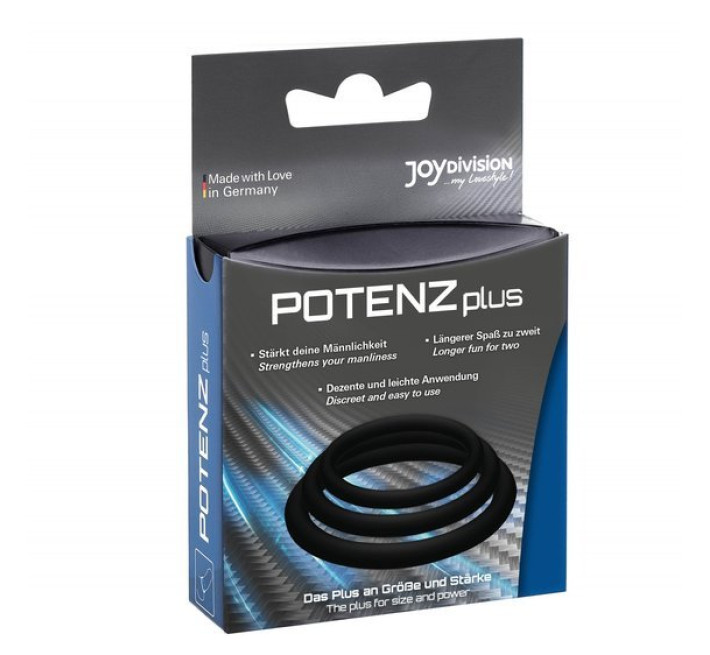 Ерекційні кільця Joydivision POTENZplus (розміри S, M, L) Чорні