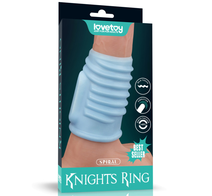 Насадка на член LoveToy Vibrating Spiral Knights Ring Blue