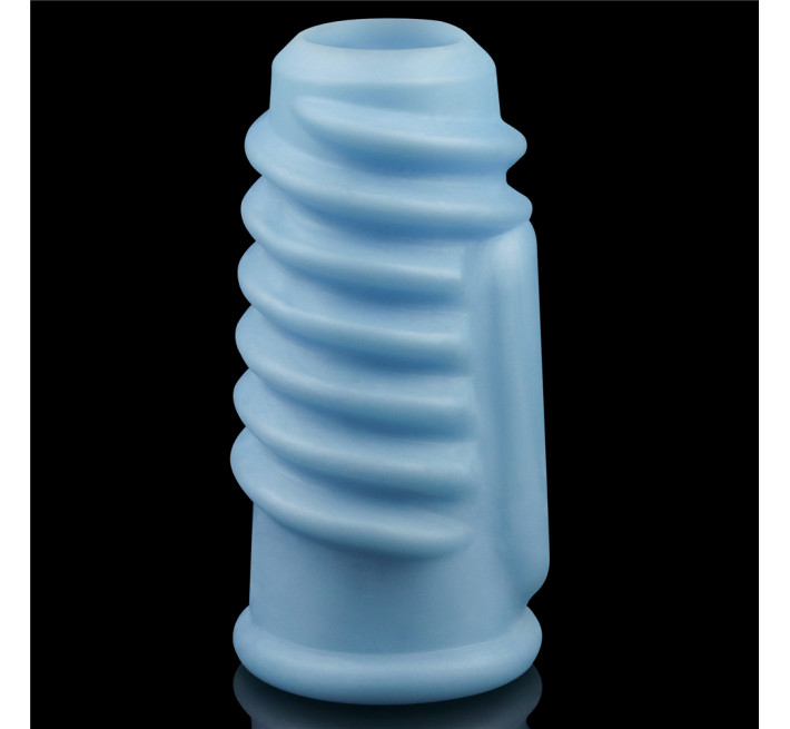 Насадка на член LoveToy Vibrating Spiral Knights Ring Blue