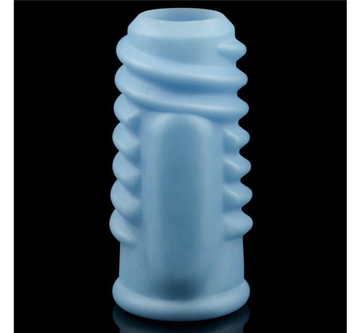 Насадка на член LoveToy Vibrating Spiral Knights Ring Blue