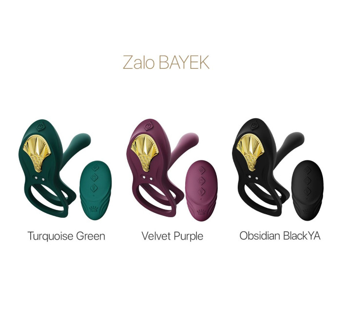 Смарт-ерекційне кільце Zalo BAYEK Turquoise Green, подвійне з ввідною частиною, пульт ДК