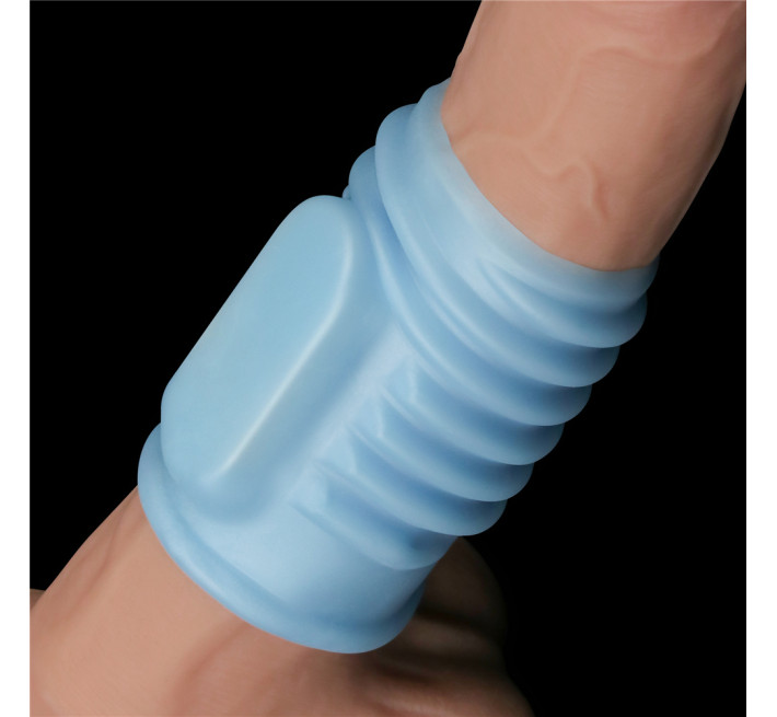 Насадка на член LoveToy Vibrating Spiral Knights Ring Blue