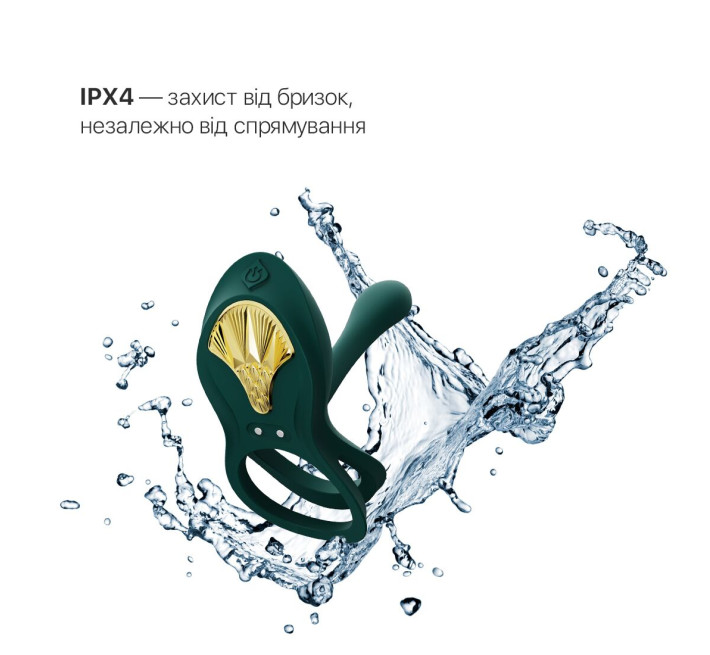Смарт-ерекційне кільце Zalo BAYEK Turquoise Green, подвійне з ввідною частиною, пульт ДК