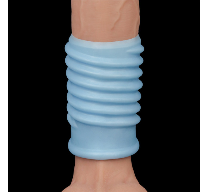 Насадка на член LoveToy Vibrating Spiral Knights Ring Blue