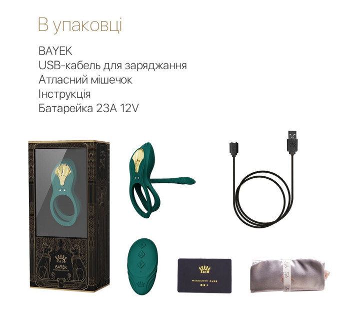 Смарт-ерекційне кільце Zalo BAYEK Turquoise Green, подвійне з ввідною частиною, пульт ДК