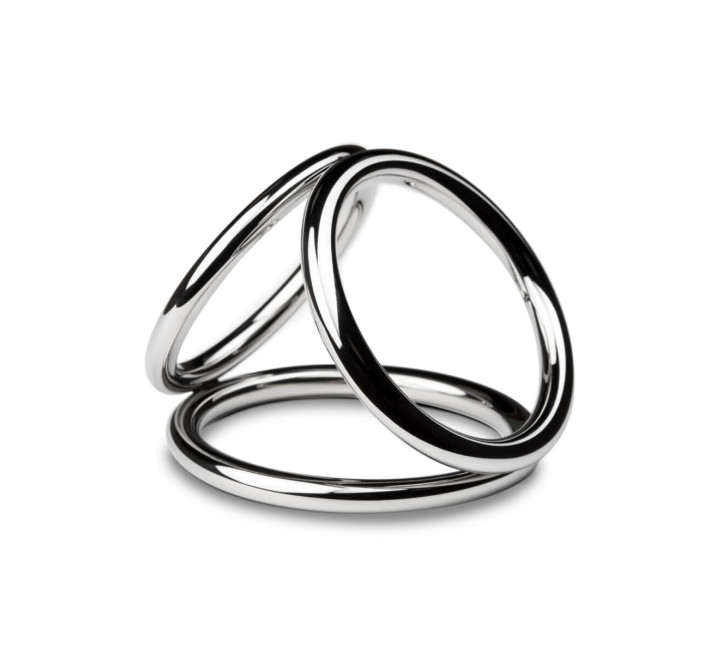 Тройное эрекционное кольцо Sinner Gear Unbendable - Triad Chamber Metal Cock and Ball Ring - Medium