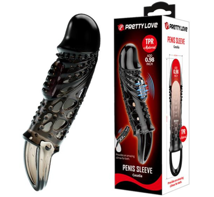 Насадка на член Pretty Love Cecelia Vibrating Penis Sleeve Black