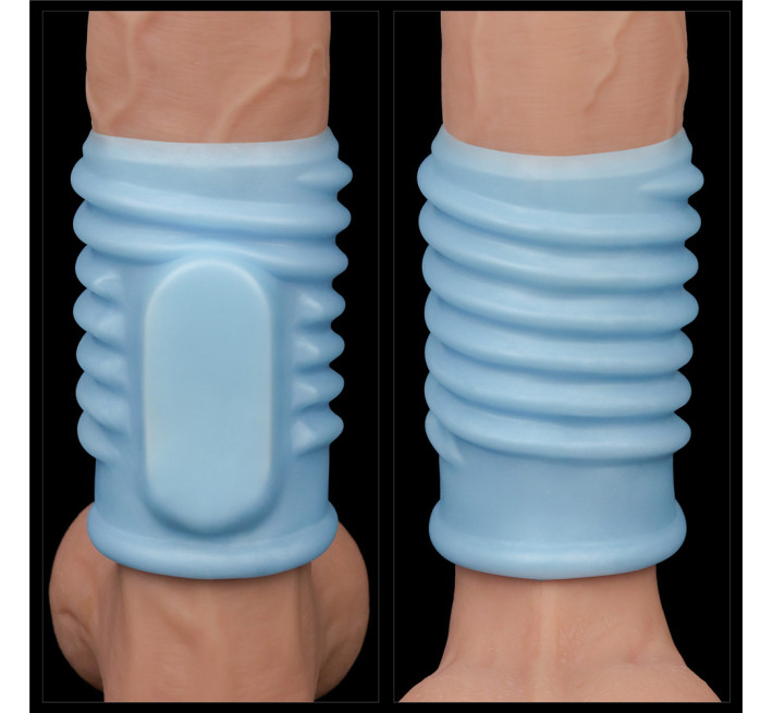 Насадка на член LoveToy Vibrating Spiral Knights Ring Blue