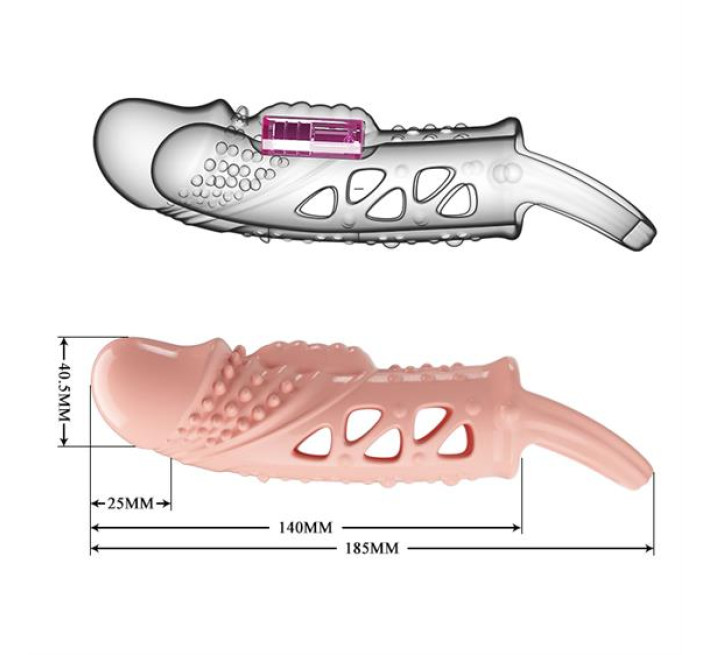 Насадка на член Pretty Love Cecelia Vibrating Penis Sleeve Flesh
