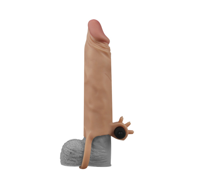 Удлиняющая насадка на пенис LoveToy Pleasure Extender Sleeve Vibro Телесная 056