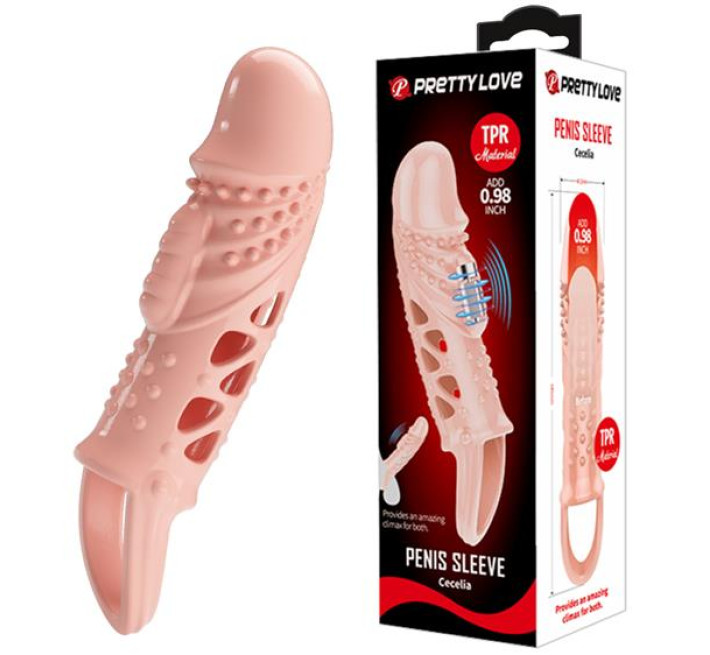 Насадка на член Pretty Love Cecelia Vibrating Penis Sleeve Flesh