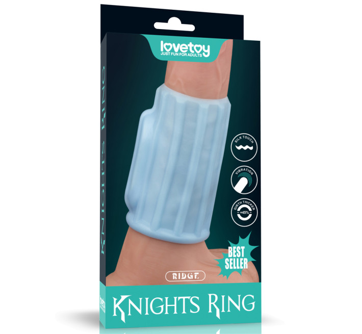 Насадка на член LoveToy Vibrating Ridge Knights Ring Blue