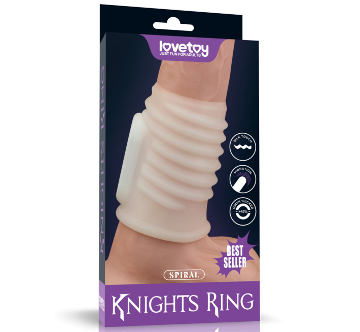 Насадка на член LoveToy Vibrating Spiral Knights Ring White